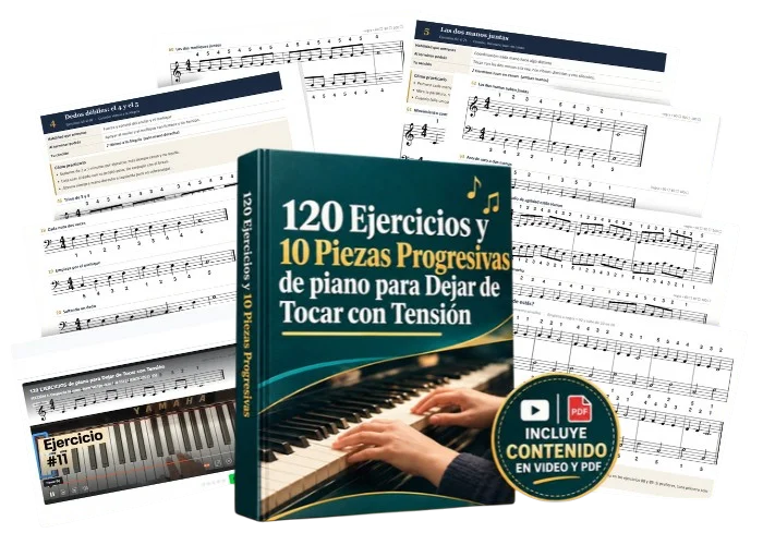 Método digital de piano: 120 Ejercicios y 10 Piezas Progresivas, con ejercicios guiados, videos y PDF